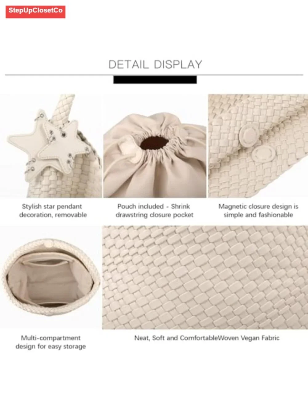 Fashion Shoulder Purses for Women Top-handle Woven Handbag Vegan Leather Hobo